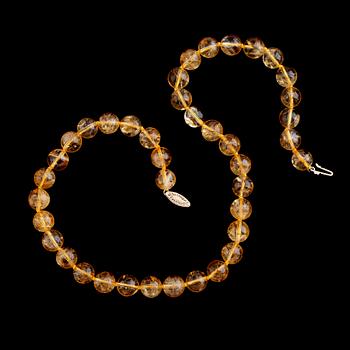 COLLIER, citriner, lås 14 k guld. Vikt ca 56 g.
