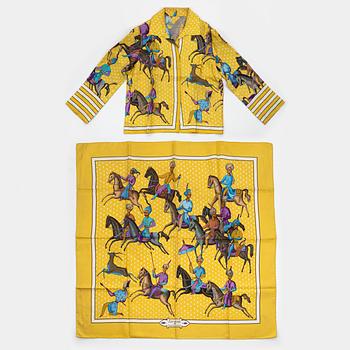 Hermès, set bestående av scarf och blus "Ispahan", Paris, 1960-tal.