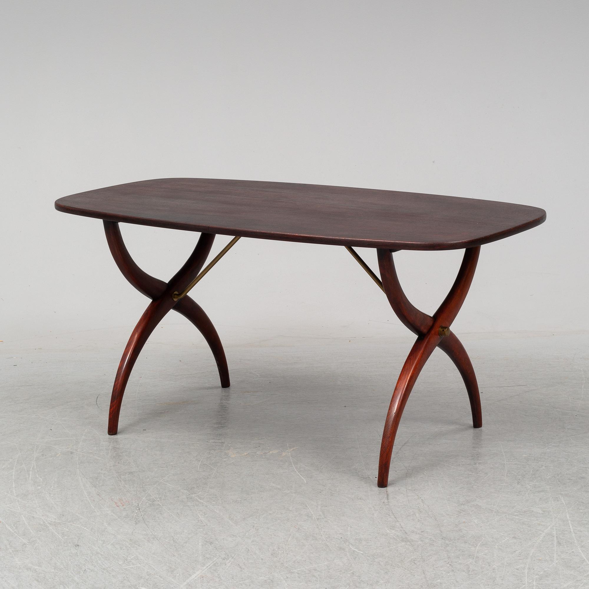 A stained mahogany coffee table,  Westerbergs Möbler, Tranås, 1950's.