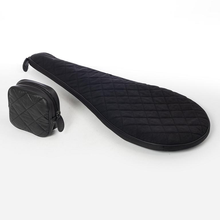 Chanel, tennis racket and 4 balls with case.