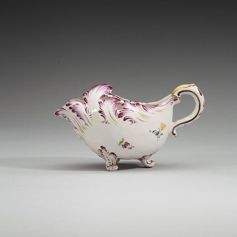 A Swedish sauce boat, Marieberg, dated (17)74.
