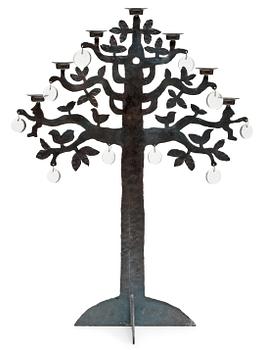 31. A Bertil Vallien iron work candelabrum, Boda Smide, Sweden.