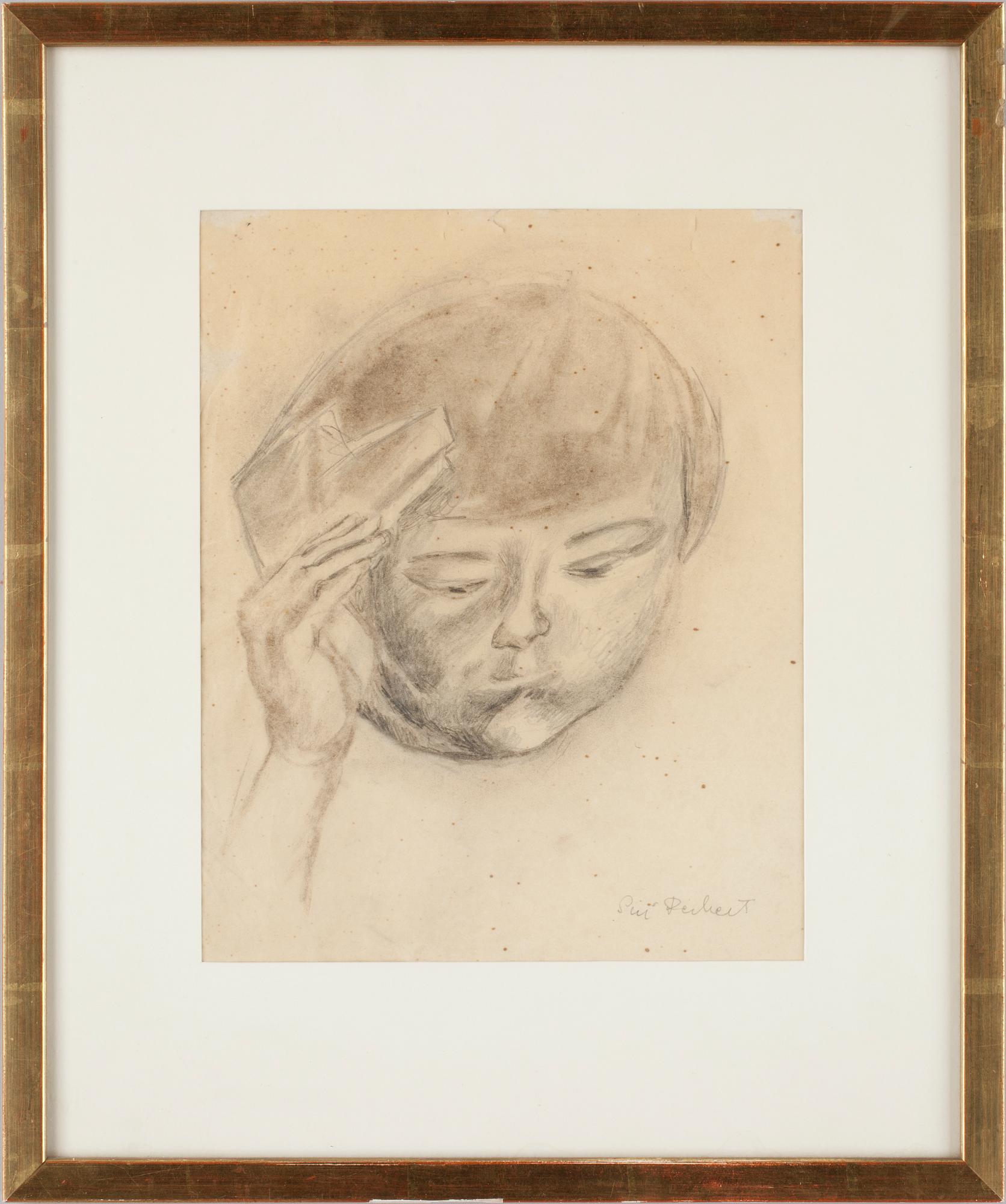 SIRI DEKERT, teckning på smörpapper, sign.