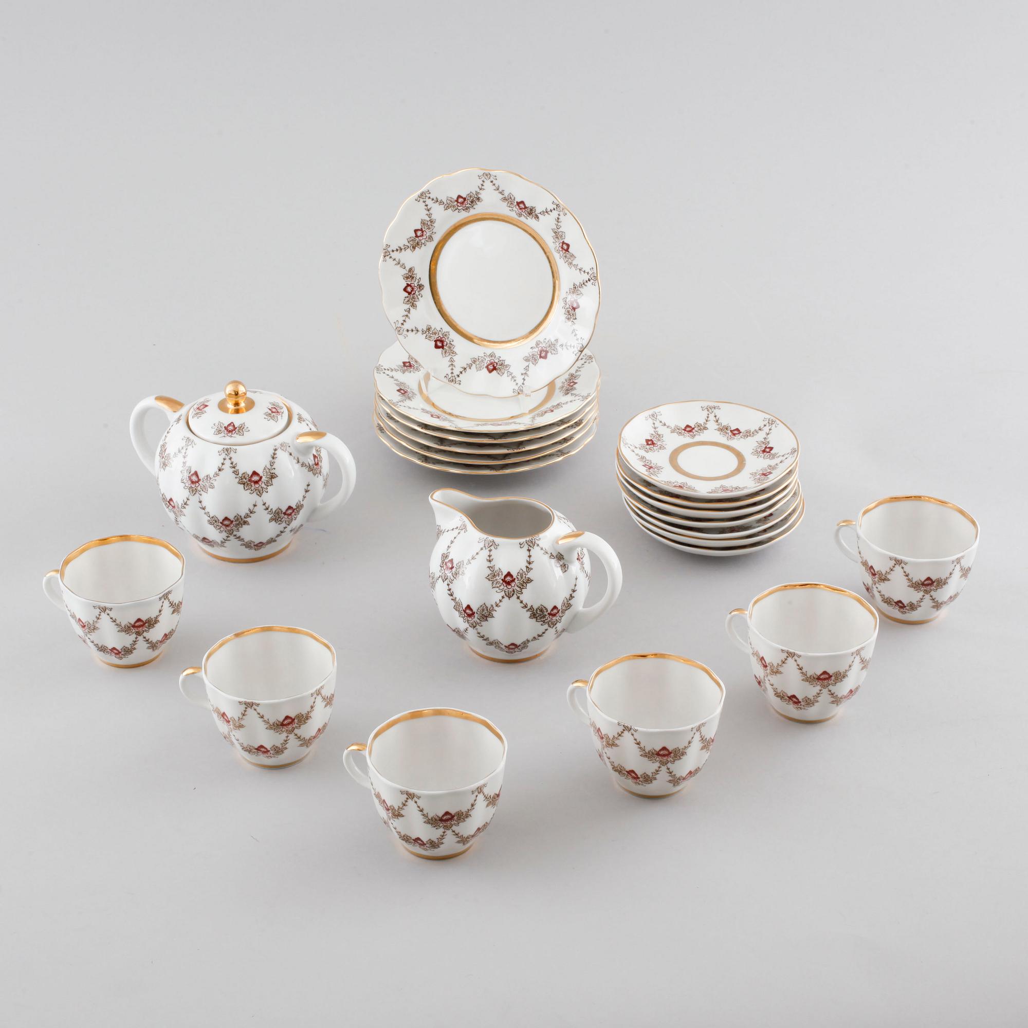 14 pcs tableware by Lomonosov, second half of the 20th century.