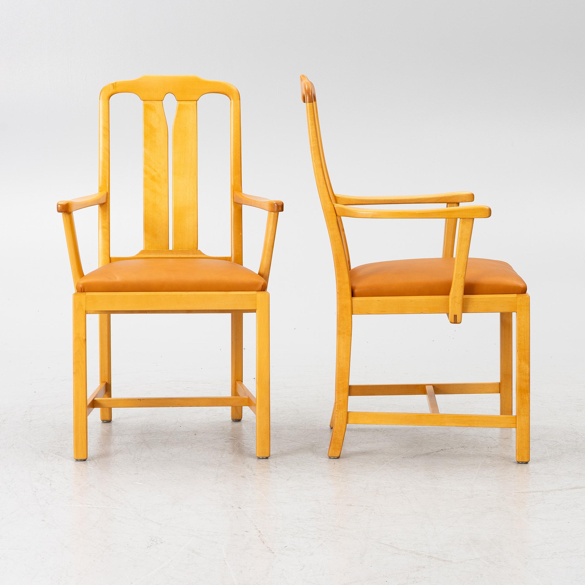 Carl Malmsten, “Ambassador”, armchairs, 6 pieces, Åfors Möbelfabrik, late 20th century.
