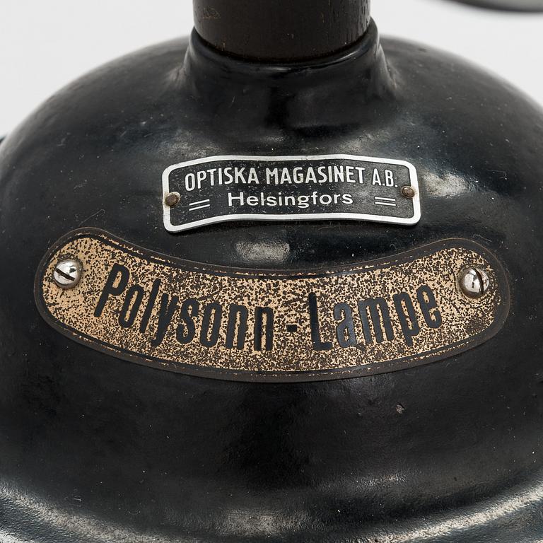 Pöytävalaisin/ aurinkolamppu, Polysonn-Lampe, Saksa 1920-luku.