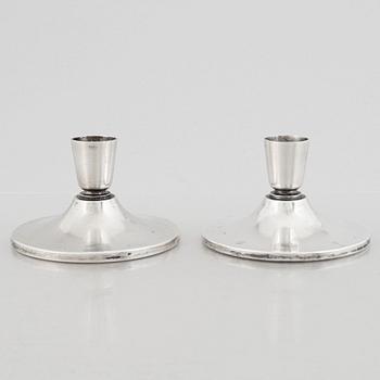 A pair of Swedish silver candlesticks, marks of Atelier Borgila, Stockholm 1963.