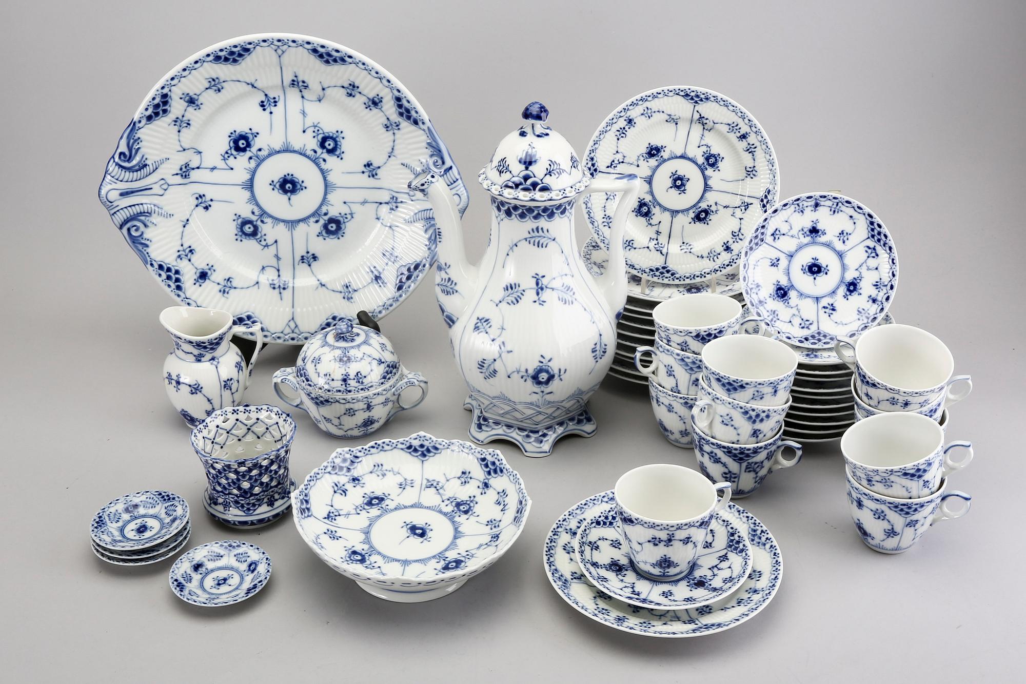 Tableware Blue fluted halvblonde Royal Copenhagen Denmark second half of the 20th century porcelain.