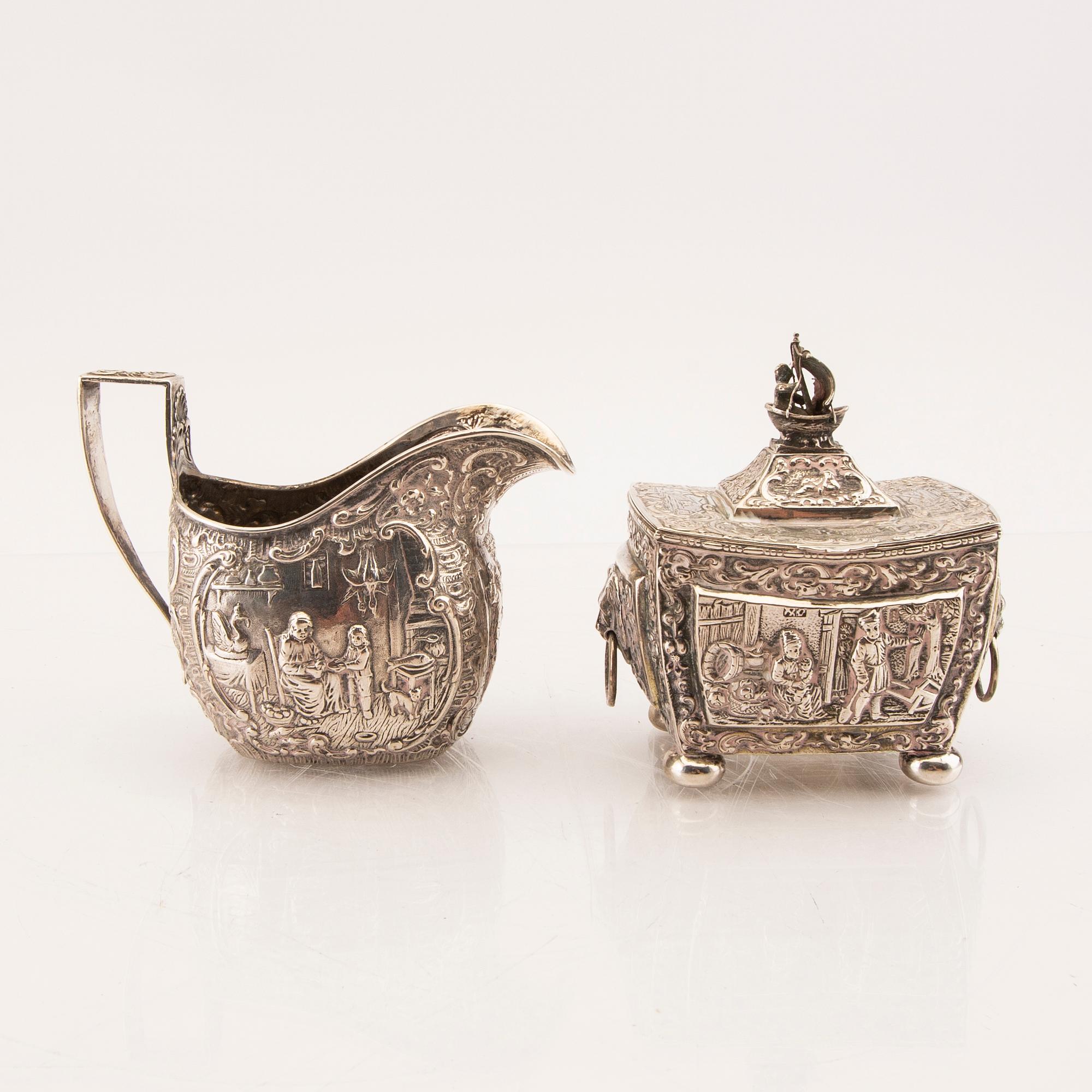 Socker och grädd-set  3 dlr silver möjligen Barbour & Co USA 1900-talets början.