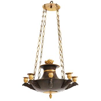 74. A Swedish Empire 19th century eight-light hanging-lamp.