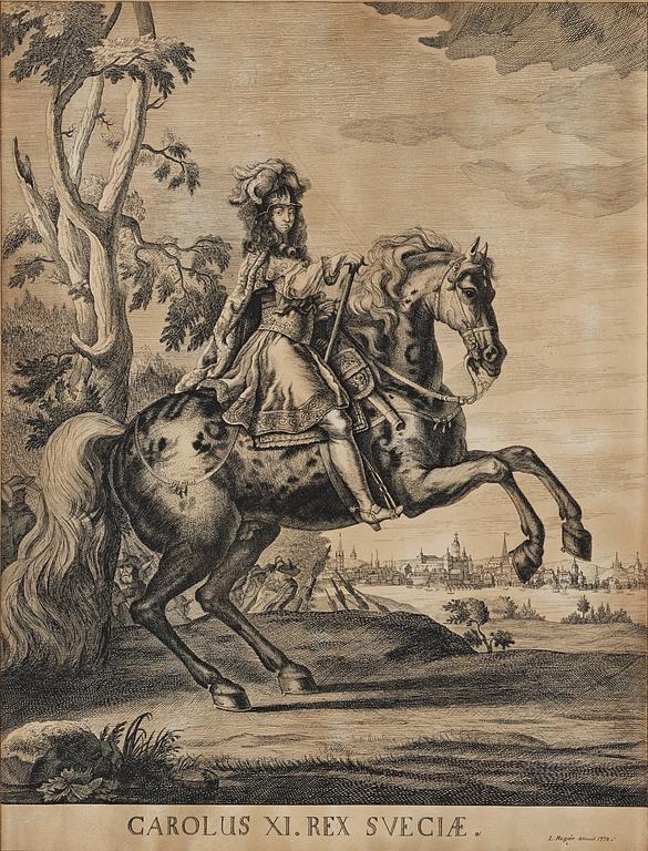 Lars Regnér, Equestrian portrait depicting king Gustaf II Adolf, king Carl X Gustav, king Carl XI and king Carl XII.