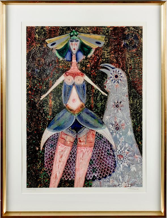 MAX WALTER SVANBERG, färglitografi med silverprägling, sign och dat 72.