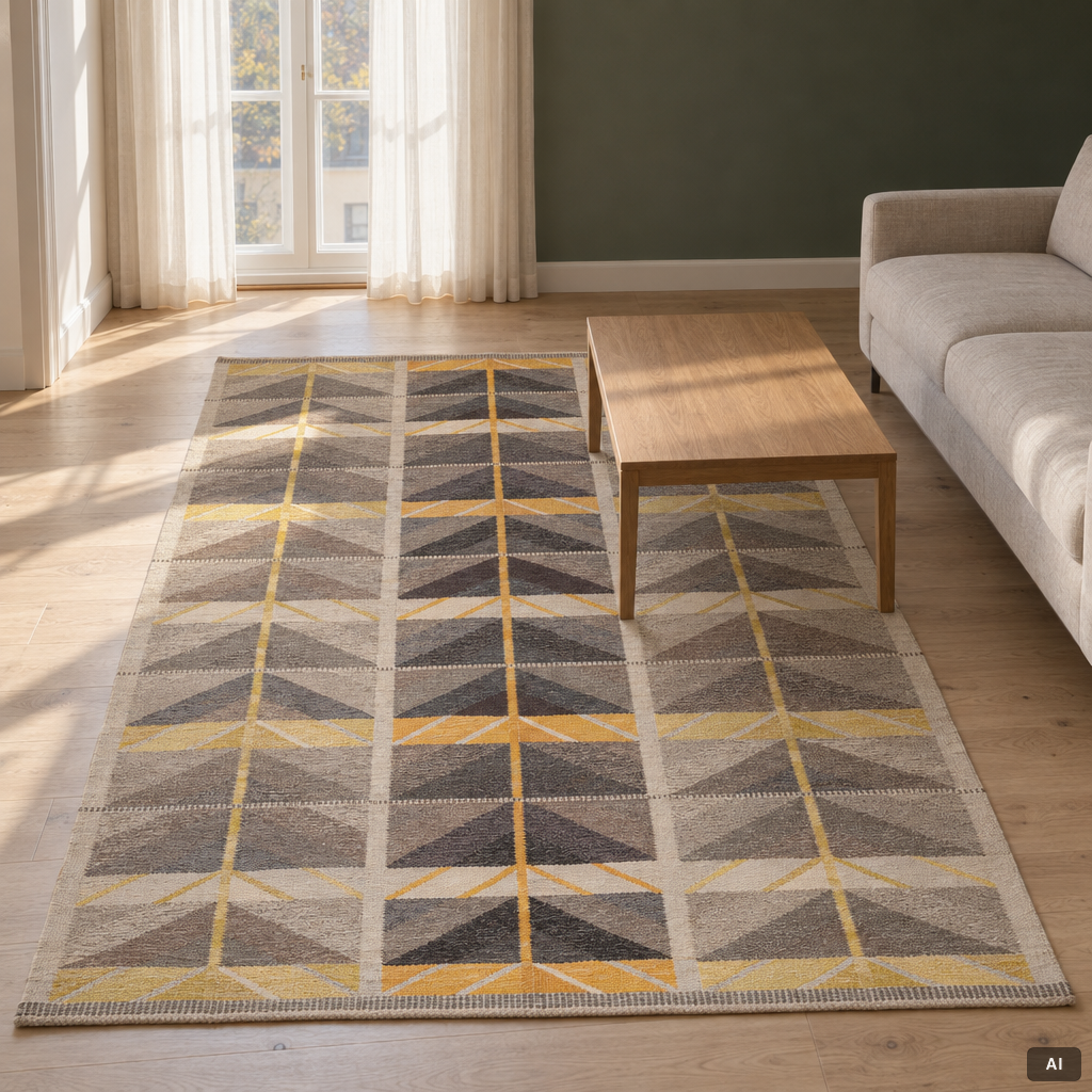 Ingrid Dessau, a rölakan,'Vinterträd' carpet, c. 245 x 150 cm.
