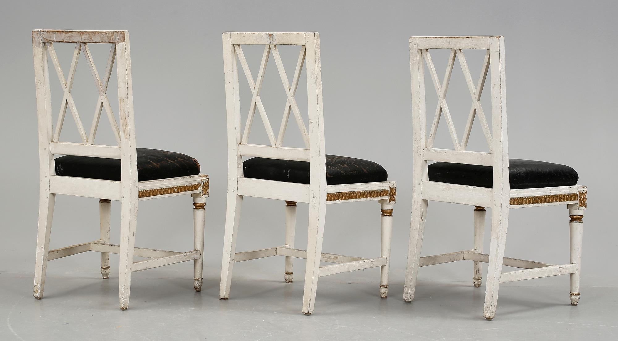 STOLAR, 3 st, gustaviansk provinsarbete, tidigt 1800 tal.