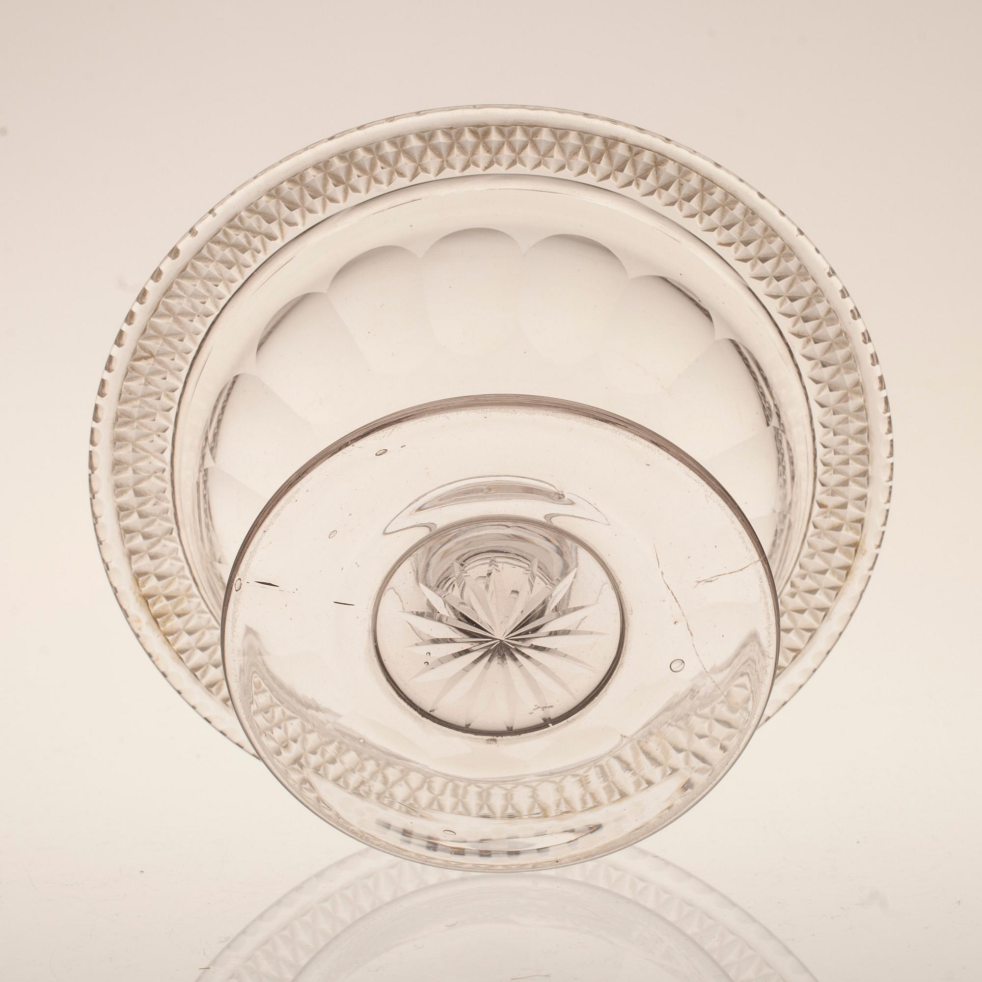 PARTI GLASFÖREMÅL, 5 delar, 1700/1800-tal.