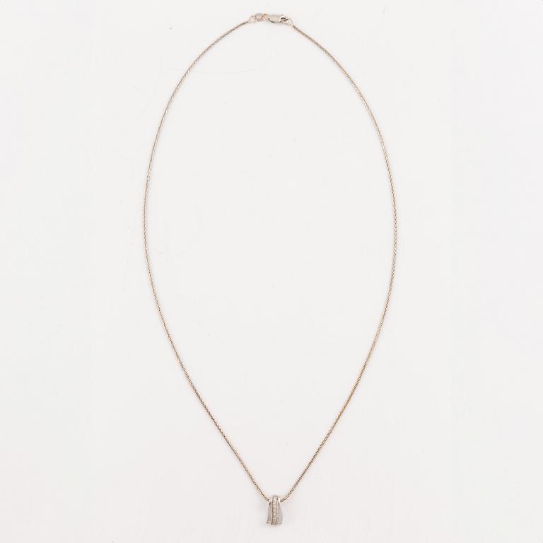Pendant with chain, 18K white gold set with brilliant-cut diamonds.