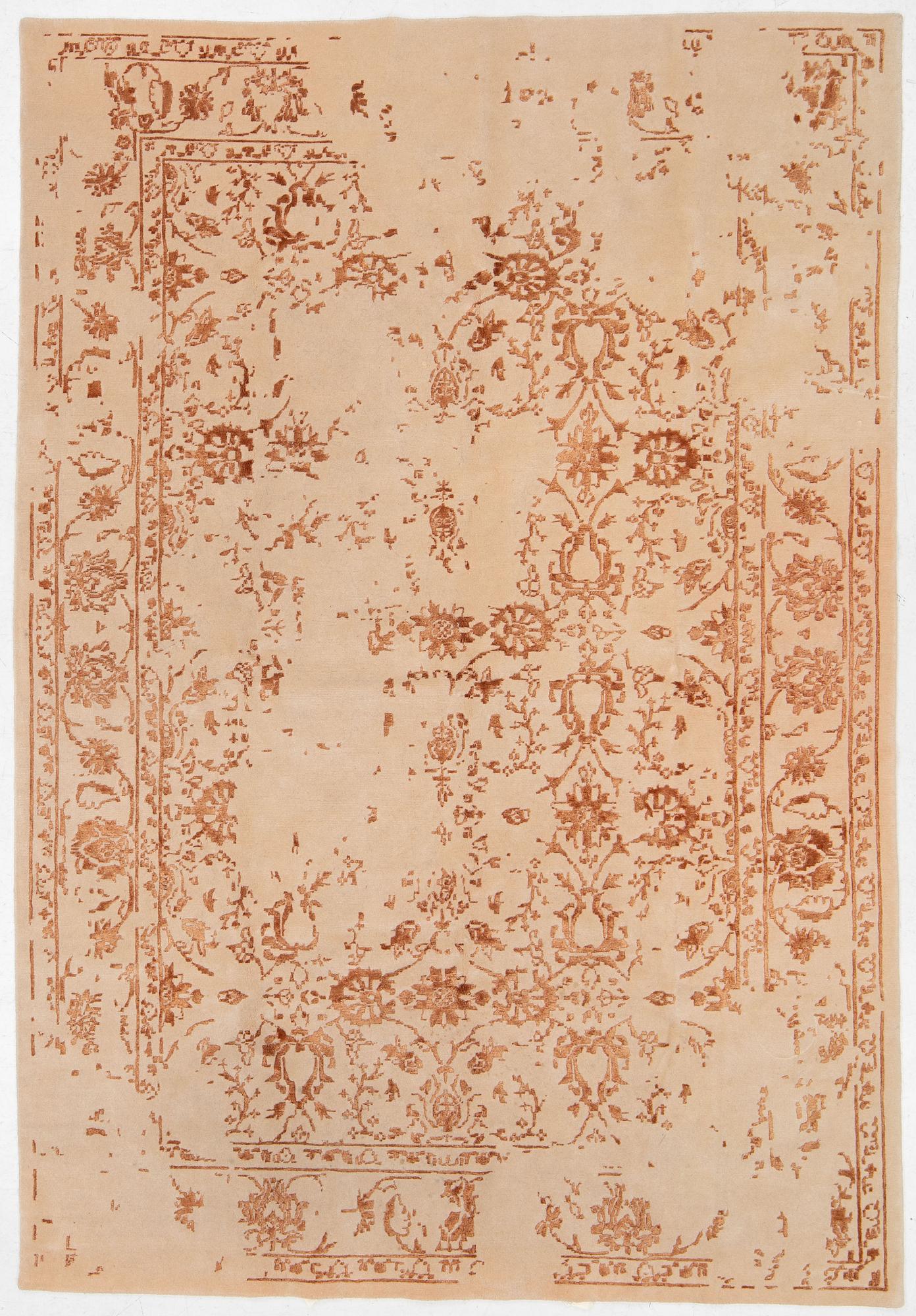 Rug, India, wool and so-called bamboo silk, approx. 299 x 204 cm.