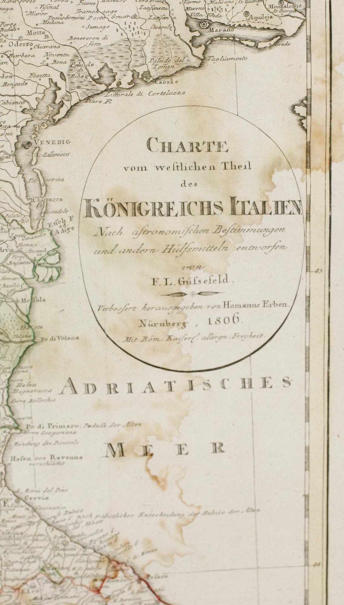 KOPPARSTICK, karta "Königreichs Italien", FL Güssefeld, dat 1806.