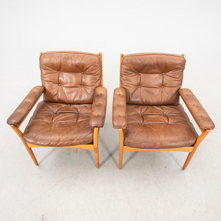 A pair of 1960/60s leather armchairs from G Möbler Nässjö.
