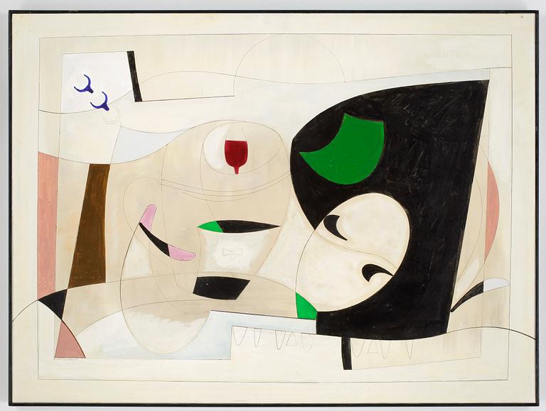 ALBERT JOHANSSON, oljemålning på pannå. Signerad.