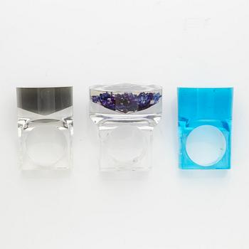 Siv Lagerström, three acrylic rings, 1970s.