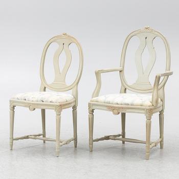 Twelve Gustavian style chairs, second half of the 20th Century.