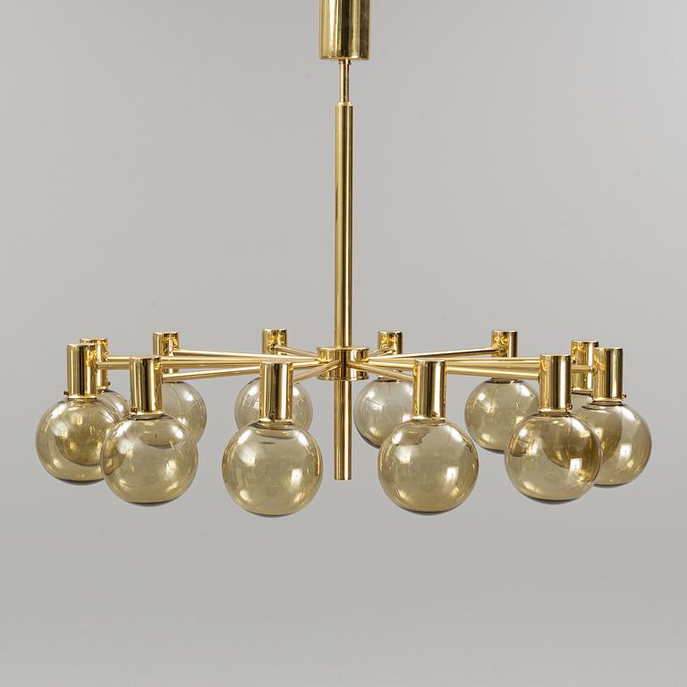 Hans-Agne Jakobsson, a brass and glass chandelier, Markaryd, Sweden.