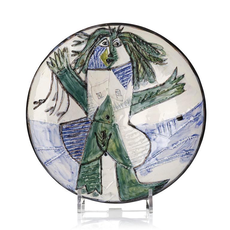 Pablo Picasso, a "Femme échevelée" (A.R. 509) faience dish, Madoura, Vallauris, France, post 1963.