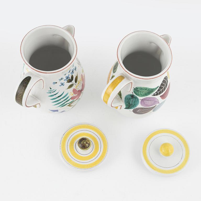 Stig Lindberg, two pitchers and a dish, Gustavsbergs studio.