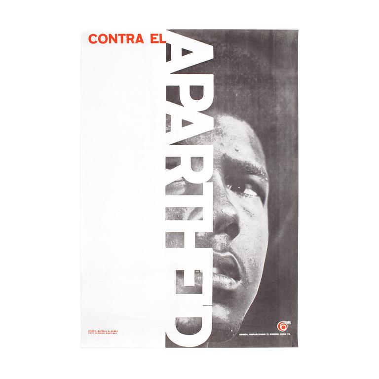 POLITISKA AFFISHER, 2 st, offset, affisch, "Contra el apartheid" samt "Puerto Rico".