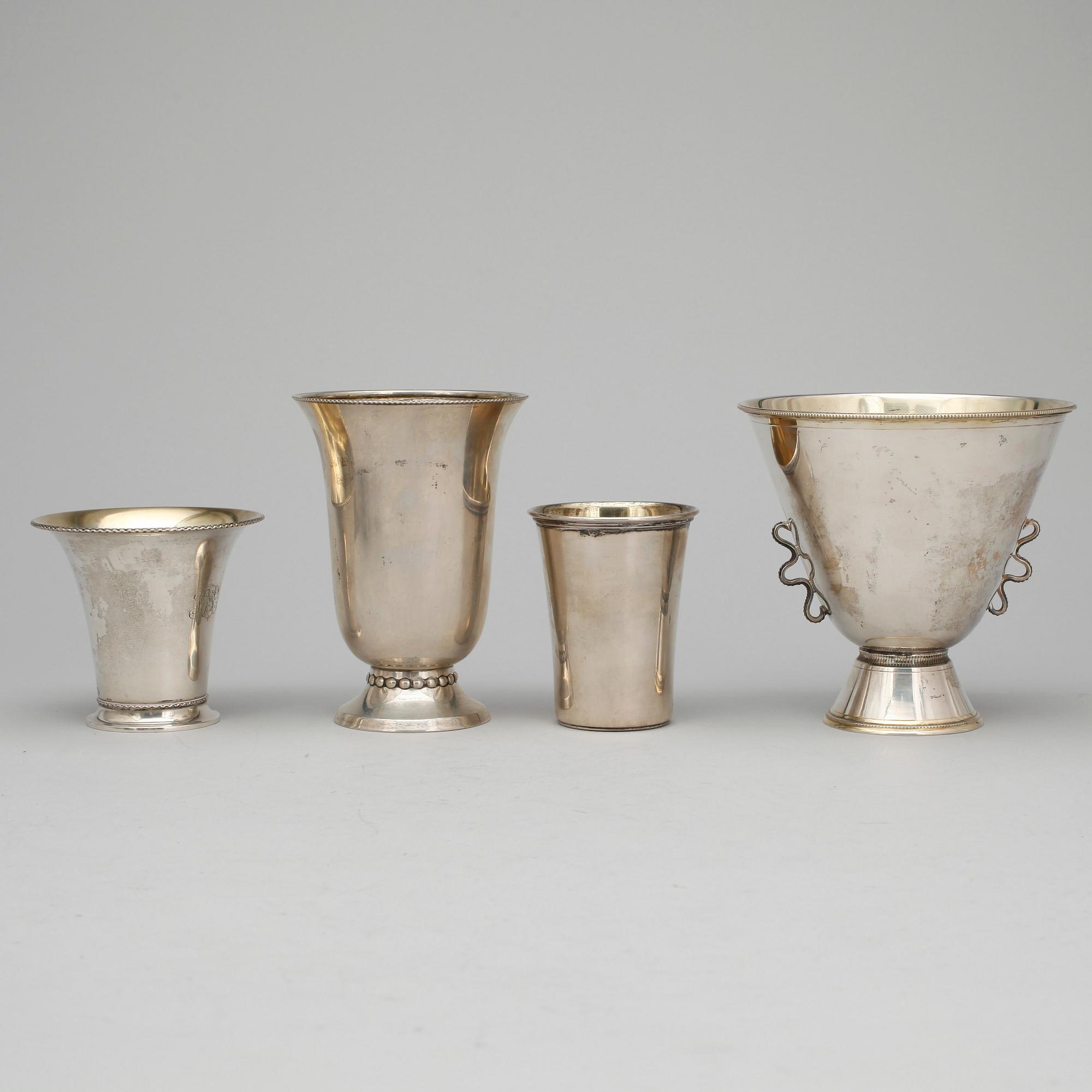 PARTI SILVER, 13 delar, bl.a. MGAB, Uppsala, 1954. Vikt ca 1370g.