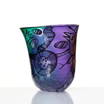 Bertil Vallien, a unique blasted glass bowl, Kosta Boda, Sweden.