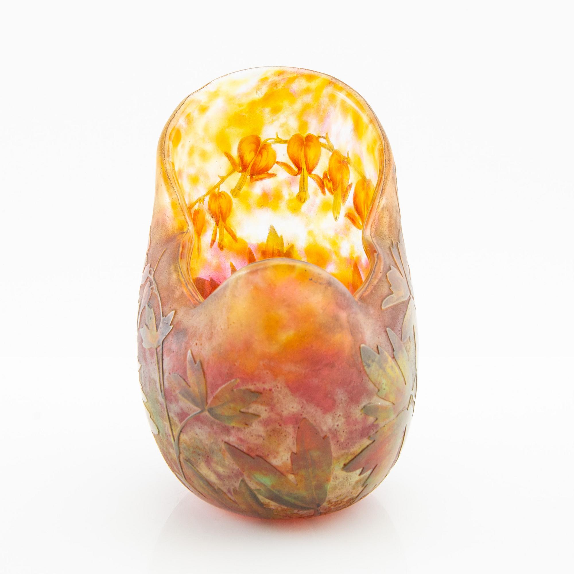 Daum, skål/vas, Nancy Frankrike Art Nouveau omkring 1900.