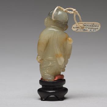 A set of three nephrite figurines, Qing dynasty.