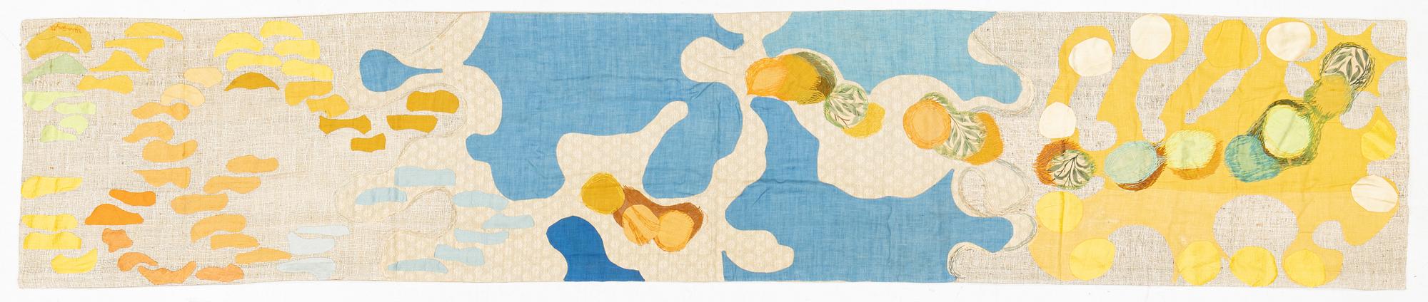 Ulla Grytt, textile collage, signed Ulla Grytt, c. 358 x 70 cm.