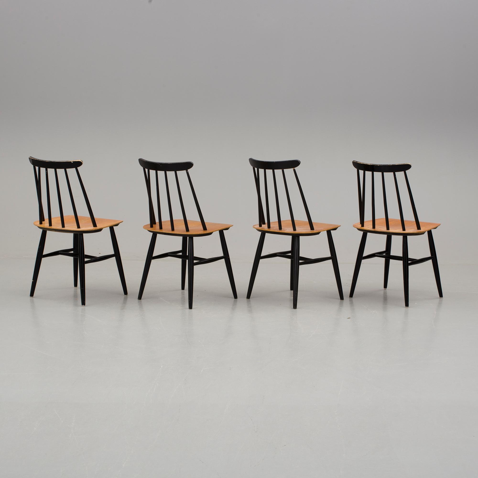 STOLAR, 4 st, "Fanett", Ilmari Tapiovaara, Edsbyverken, formgiven 1958.