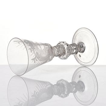 A Swedish Glass goblet, Kungsholms glasbruk, 1700-tal.