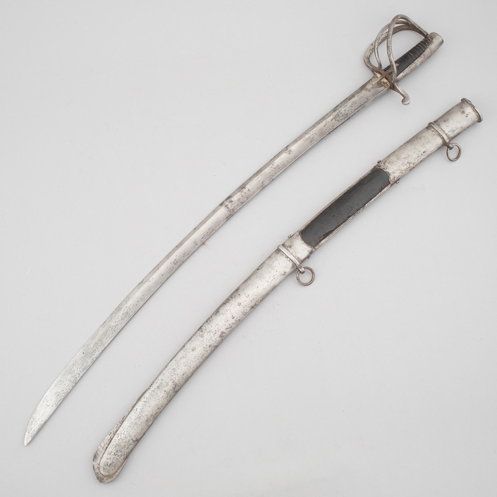 Sabre, Swedish, m/1825 for hussars, with scabbard.