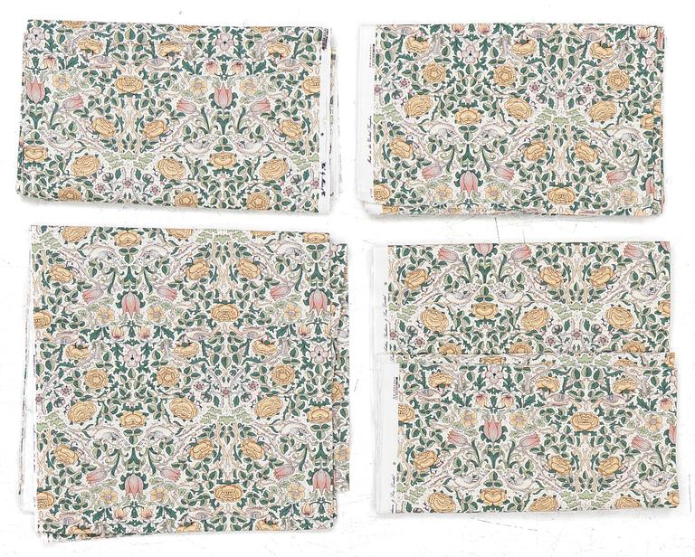 William Morris, four lengths of fabric, "Roses".