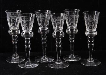 SNAPSGLAS, 6 st. Reijmyre. 1900-tal.