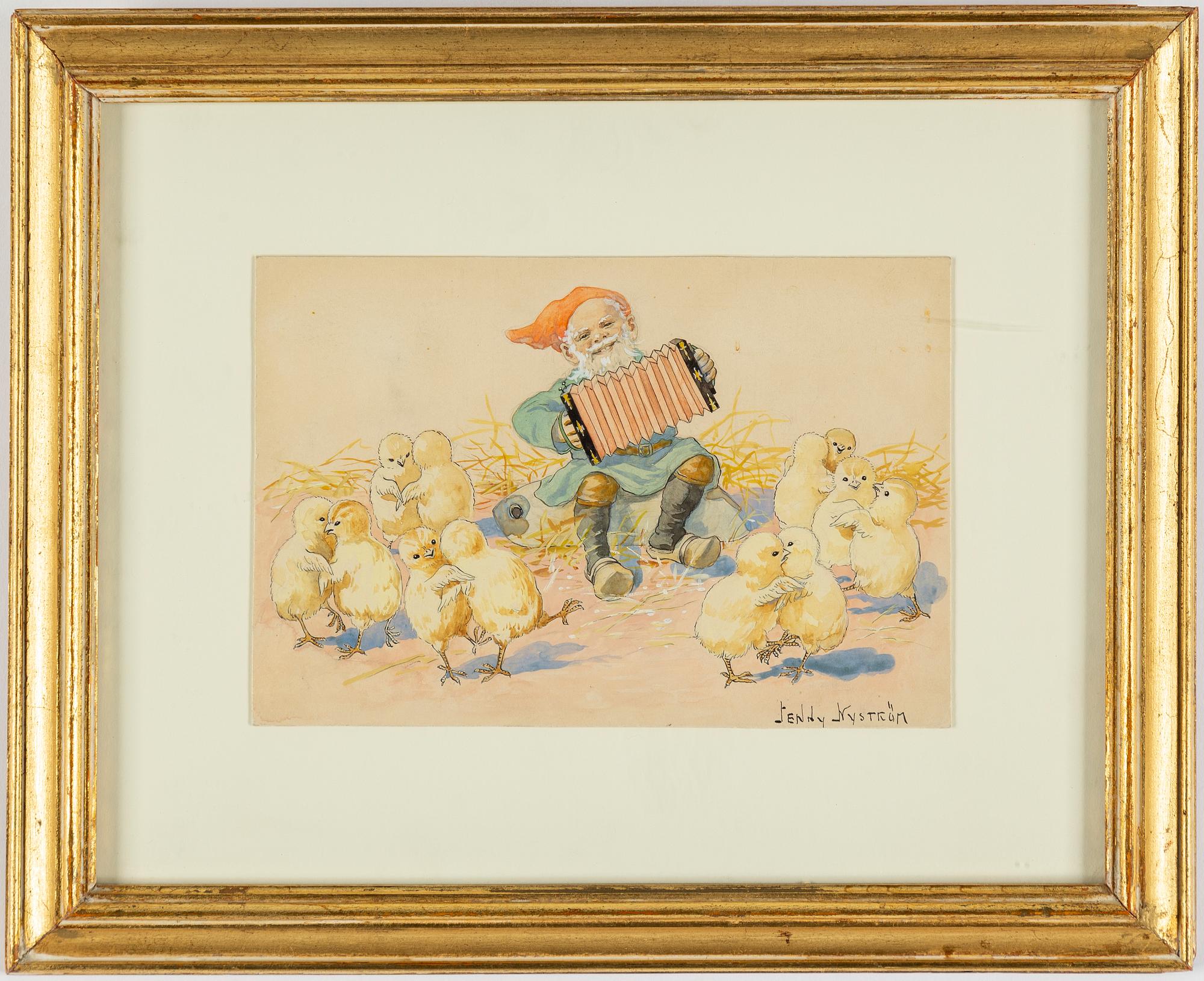 JENNY NYSTRÖM, watercolour & gouache,signed.