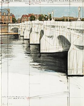 362. Christo & Jeanne-Claude, The Pont Neuf wrapped (Project for Paris), quai du Louvre, Q. de la Messagerie, Ile de la Cité, Q. de Conti, Q. des Gds.