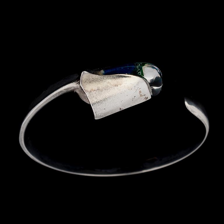 BJÖRN WECKSTRÖM, halssmycke, armband och ring. Silver och akryl, Lapponia 1974.