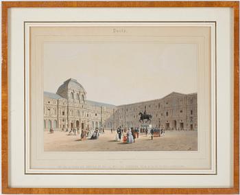 PARTI LITOGRAFIER, 5 st. Kolorerade. Bl a efter A Schützercrantz, 1800/1900-tal.