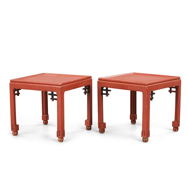 A pair of Swedish Grace stools, by Herbert Anderssons Möbelfabriker, 1920-30's.