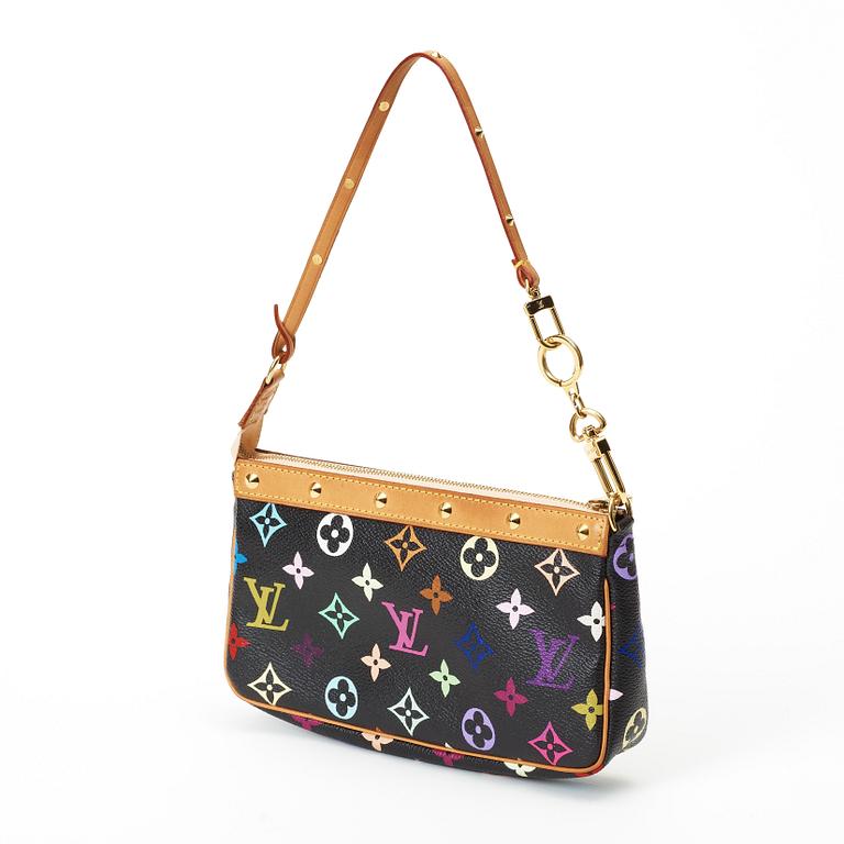 A black monogram multicolore handbag/clutch by Louis Vuitton.
