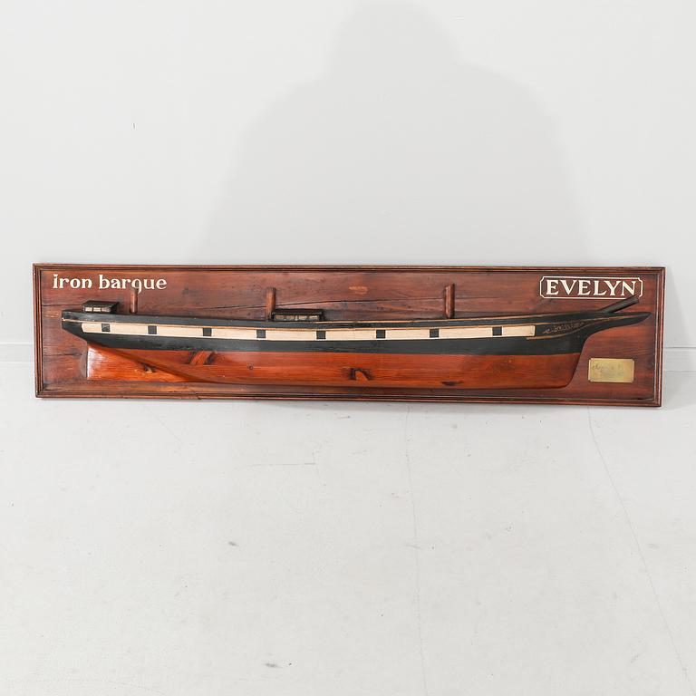 A half model of the iron barque "Evelyn" 20th century.