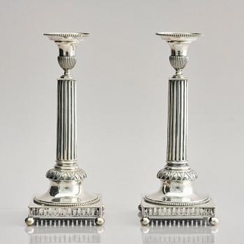 Stephan Westerstråhle, ljusstakar, ett par, silver. Stockholm 1796. Gustavianska.
