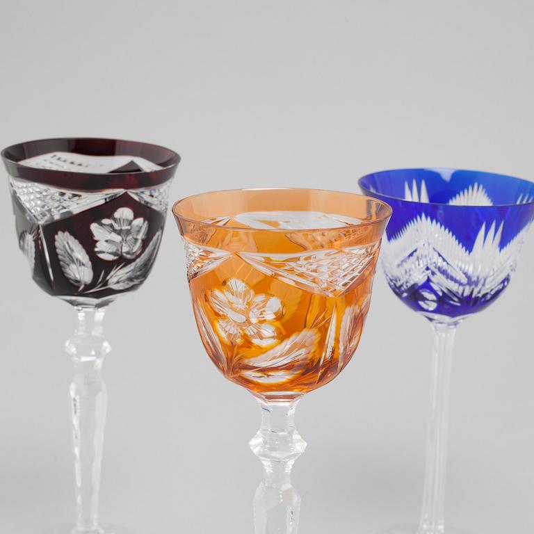 Seven wine glasses, 20th century.