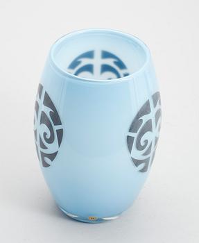 VAS, blått glas, "Tatoo", Jonas Root, Reijmyre.